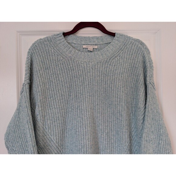 American Eagle Light Blue Crewneck Raglan Sleeve Knit Sweater Women's Size XS - Picture 3 of 11